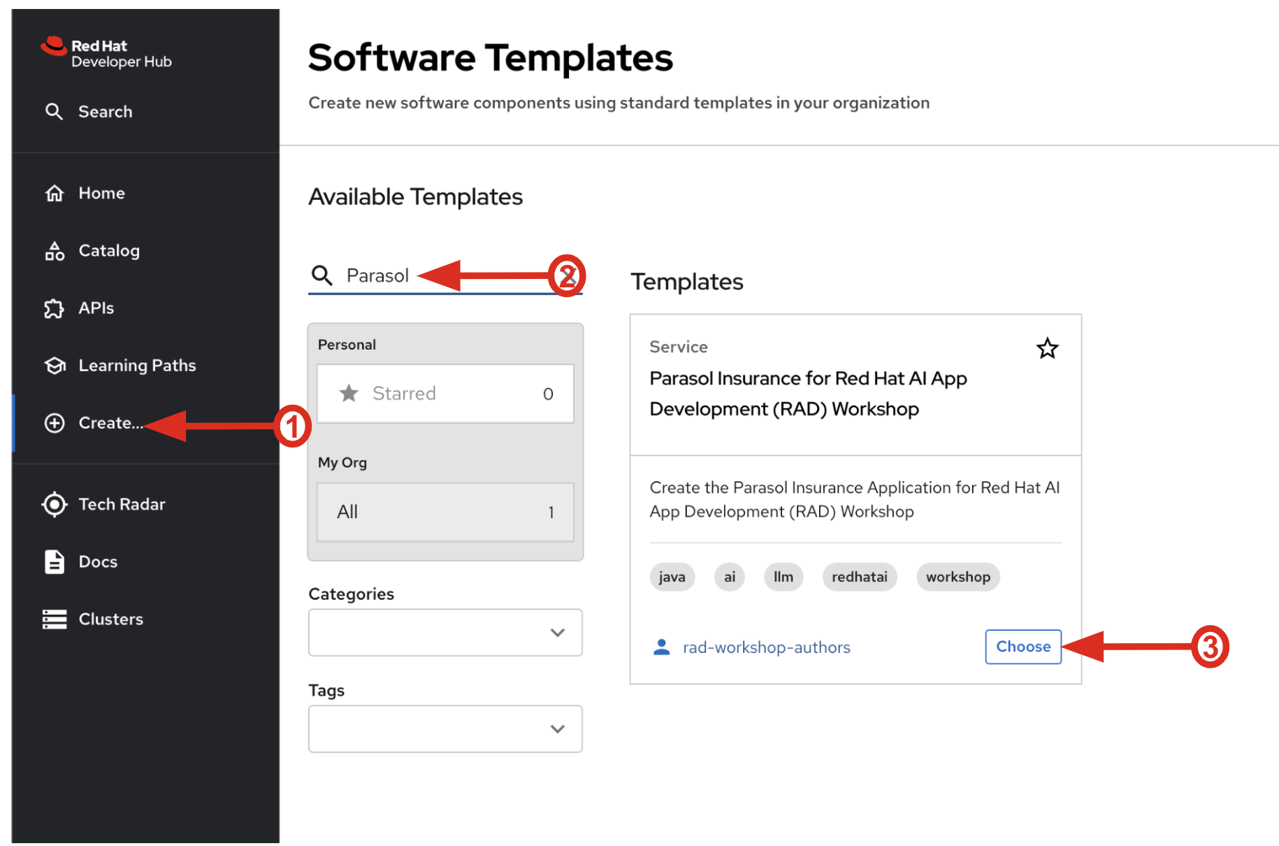 software template parasol llm