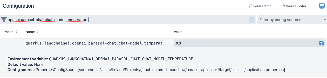 Change Temperature with Dev UI Chat Playground