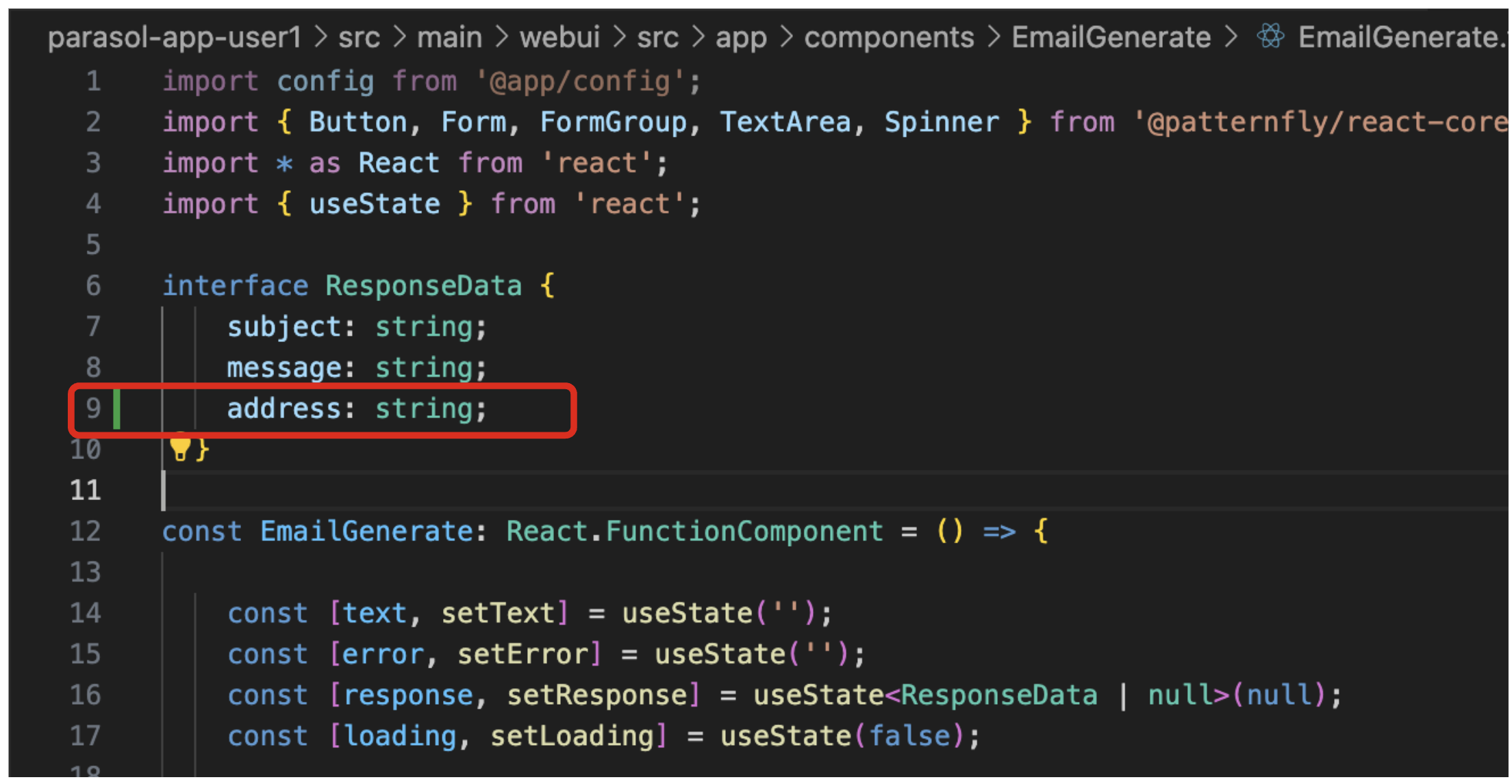 Add "address" to EmailResponse Data Structure